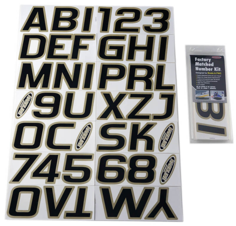 Hardline Boat Lettering Registration Kit 3 in. - 700 Black/Beige