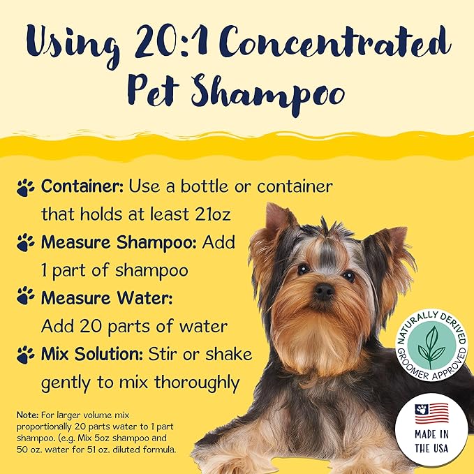 Bobbi Panter Dog Shampoo - Made in USA - All Natural Formula for Deep Nourishing and Cleasing - Concentrated 20:1 for Professional Groomers - Light Chamomile Scent, 13 Oz