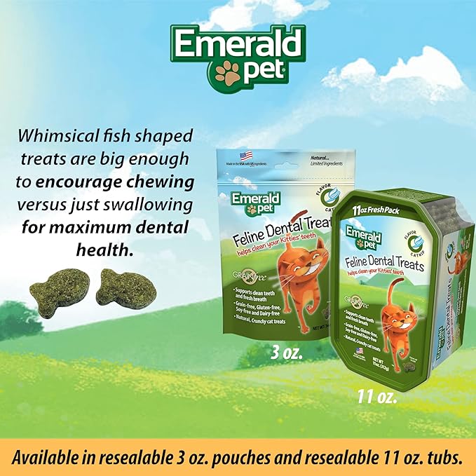 Feline Dental Treats — Tasty and Crunchy Cat Dental Treats Grain Free — Natural Dental Treats to Clean Cat Teeth, Freshen Cat Breath, and Reduce Plaque and Tartar Buildup — Catnip Treats, 11 oz