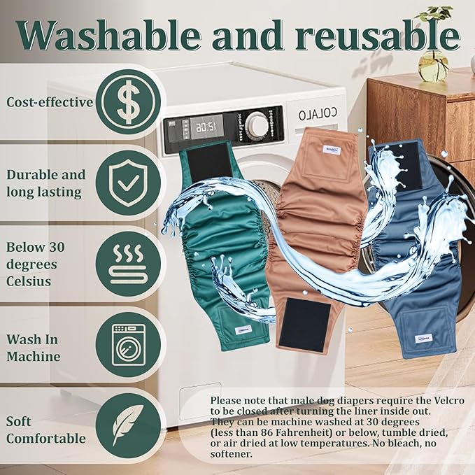 Reusable Dog Diapers Male, Premium Washable Belly Bands for Male Dogs Extra Small, Pack of 5, High Absorbing Male Dog Wraps for Doggie & Puppy in Incontinence or Excitable Urination and Training(XS)