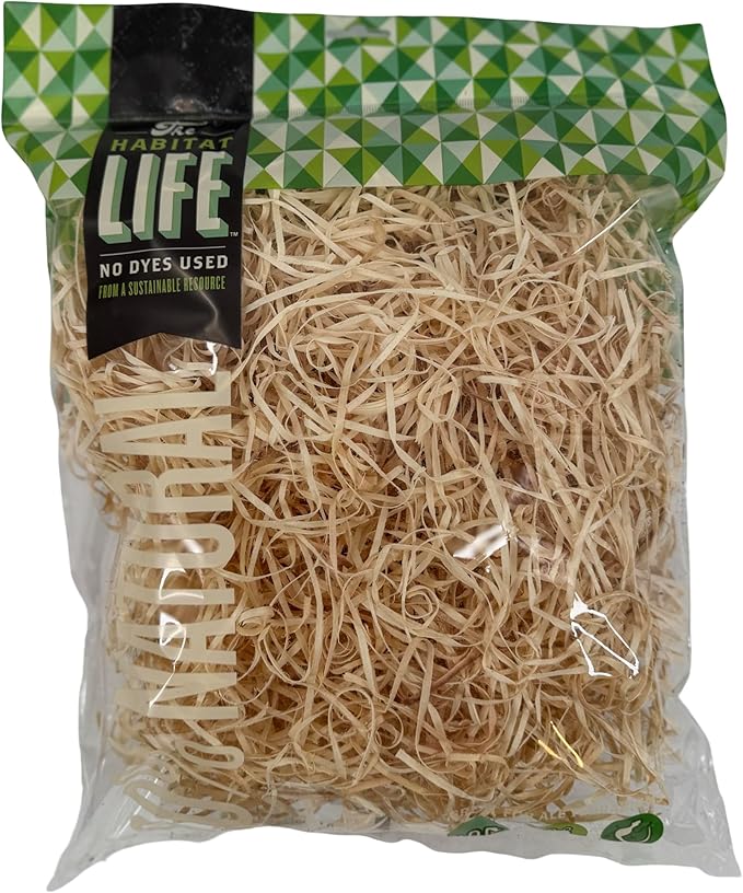 The Habitat Life - Natural Ribbon Cut Excelsior - for Birds, Hamsters, Gerbils, Rats & Other Small Mammals - Soft & Absorbent - Wood Fiber - Dye-Free & Safe - Medium - 1 Pack