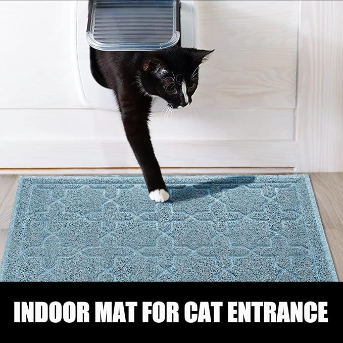 Yimobra Cat Litter Mat, 24"x20" Litter Mat with Litter Lock Mesh, Soft Cat Litter Mat Litter Trapping Mat, Easy to Clean, Non-Slip, Water Resistant, Litter Free Floors, Tea Blue