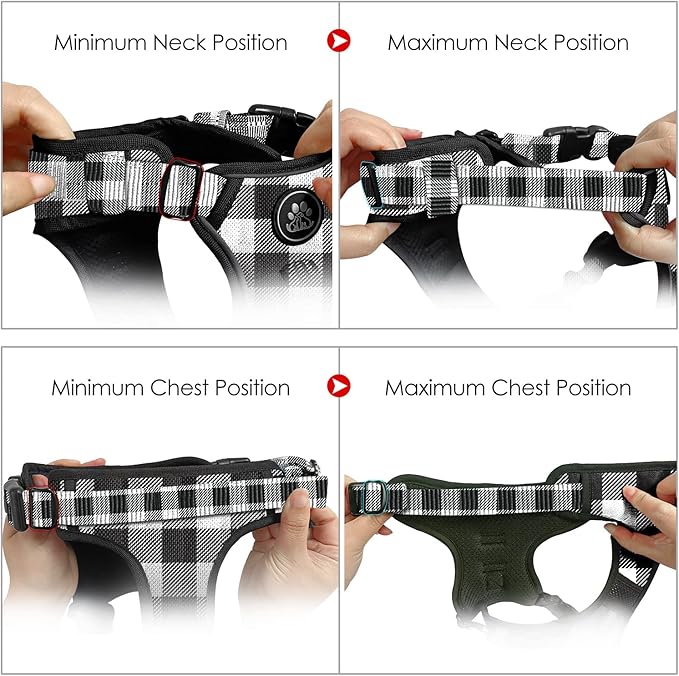 NESTROAD No Pull Dog Harness with Leash, Reflective No Choke Pet Vest Harness,Adjustable Soft Padded Dog Harness with Easy Control Handle for Medium Dogs(Checkered Black,Medium)