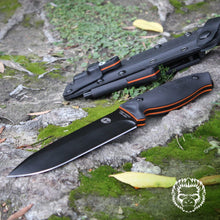 Load image into Gallery viewer, "The Fireline" Bushcraft Survival Knife with 1095 High Carbon Blade Giftset (Black and Orange)