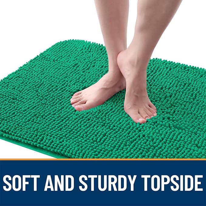 OLANLY Dog Door Mat for Muddy Paws 30x20, Absorbs Moisture and Dirt, Absorbent Non-Slip Washable Doormat, Quick Dry Chenille Mud Mat, Entry Indoor Entryway Carpet for Inside Floor, Emerald Green