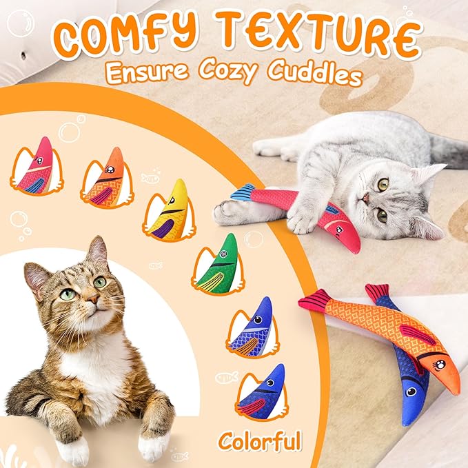 Cat Toys for Indoor Cats, 6 Pack Interactive Catnip Toys for Bored, Kitten Kicker Toy for Kitty with Sound, Cat Chew Toys for All Breeds