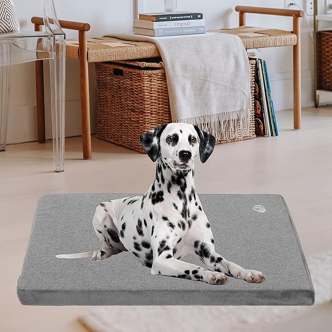 EMPSIGN Stylish Dog Bed Mat Dog Crate Pad Mattress Reversible (Cool & Warm), Water Proof Linings, Removable Machine Washable Cover, Firm Support Small to XX Large Dogs, Grey,XL(41''''*28''''*3'''')