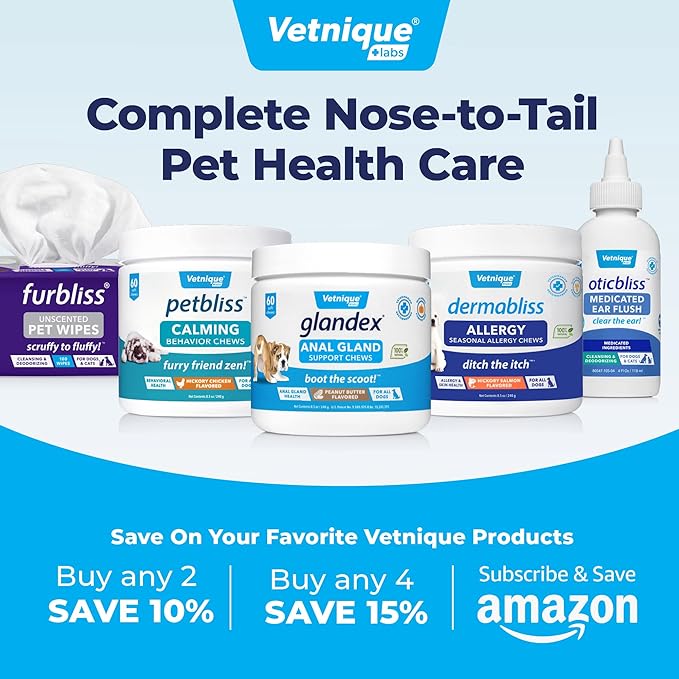 Vetnique Glandex Medicated Dog Butt Wipes or Spray for Dog Scooting - Topical Anti Itch Skin Relief for Soothing Inflamed Anal Glands in Dogs & Cats - Fast Acting Formula (4oz Spray)