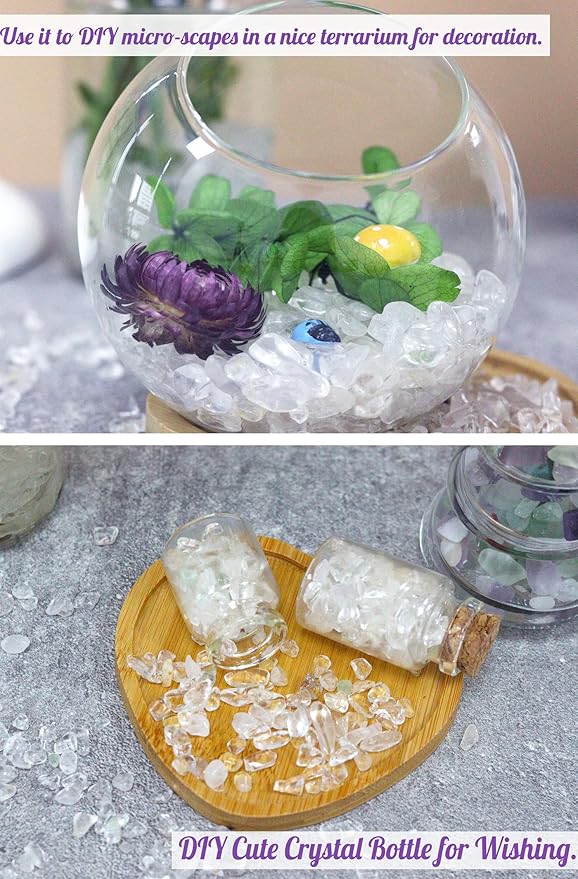 Clear Quartz Healing Crystal Chips Bulk Gemstones Sets Tumbled Crushed Stones Crushed Crystals Natural Rocks for Fountain Rocks Decoration Reiki Energy Balancing Meditation Aquarium Gravel 0.44lb