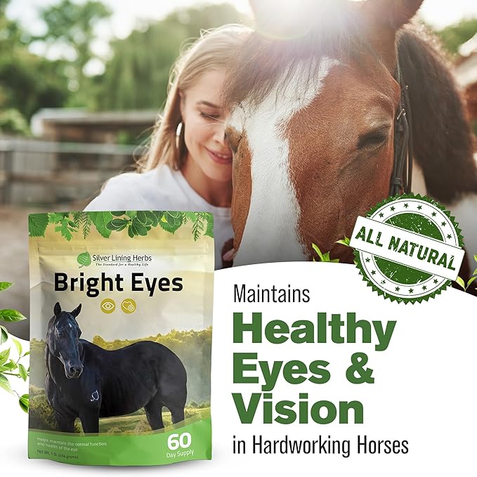 Silver Lining Herbs Bright Eyes Vitamins - Horses Eye Supplements to Support Capillary Health, Great Vision, & Overall Eye Health - Plant-Based Herbal Horse Supplements - 1 lb 60-Day Supply