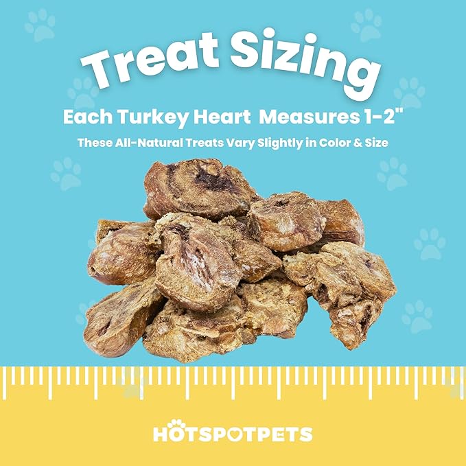 hotspot pets Freeze Dried Turkey Hearts Treats for Cats & Dogs -Made in USA, 1lb Big Bag, Single Ingredient All Natural Grain-Free Turkey Heart - Great for Training, As a Topper or Snack
