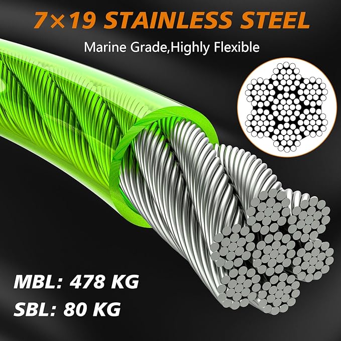 XiaZ 20FT Tie Out Cable for Dogs, Dog Leads for Yard Chew Proof, Heavy Duty Pet Tie Out Cable for Large Dogs Up to 250lbs,Durable Dog Runner Tether Line for Outdoor,Yard