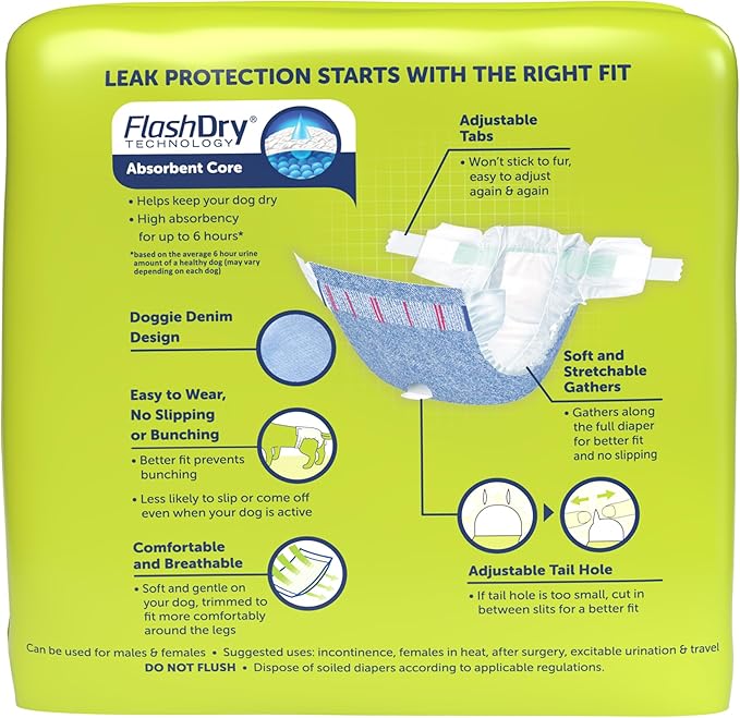 New! Hartz® Comfitables® Disposable Dog Diapers, Size XXS 42 count, Comfortable & Secure Fit, Easy to Put On, Super Absorbent Male and Female Diaper