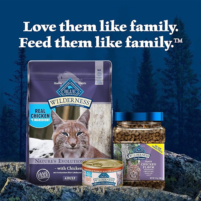 Blue Buffalo Wilderness Natural Adult Dry Cat Food, High-Protein and Grain-Free Diet, Supports Healthy Muscle Development and a Healthy Immune System, Chicken, 12-lb. Bag
