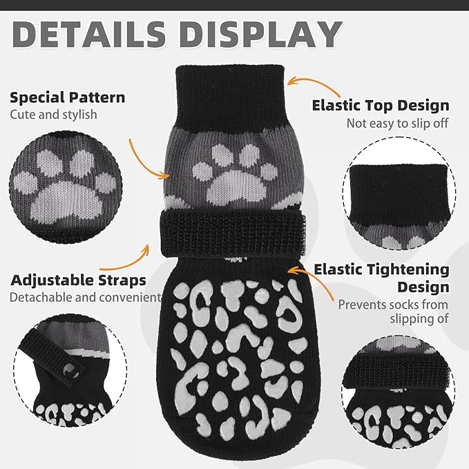 KOOLTAIL Dog Socks for Hot/Cold Pavement to Prevent Licking Paws Scratching,Anti Slip Pet Boots&Paw Protector for Hardwood Floors,Traction Control Grip Booties for Small Medium Large Senior Dogs XL