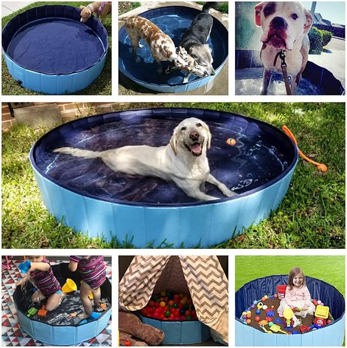 Jasonwell Foldable Dog Pool Collapsible Hard Plastic Dog Swimming Pool Portable Kiddie Pool Pet Pool Doggie Wading Pool Bath Tub for Puppy Small Medium Large Dogs Cats and Kids 55.1"