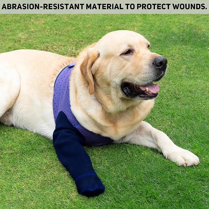 COODEO Dog Socks to Prevent Licking Paws, Healing Boots & Paw Protectors with Non-Slip Bottoms for Wound Protection, Waterproof Sleeve Shoes for Licking（Purple，3XL_Left