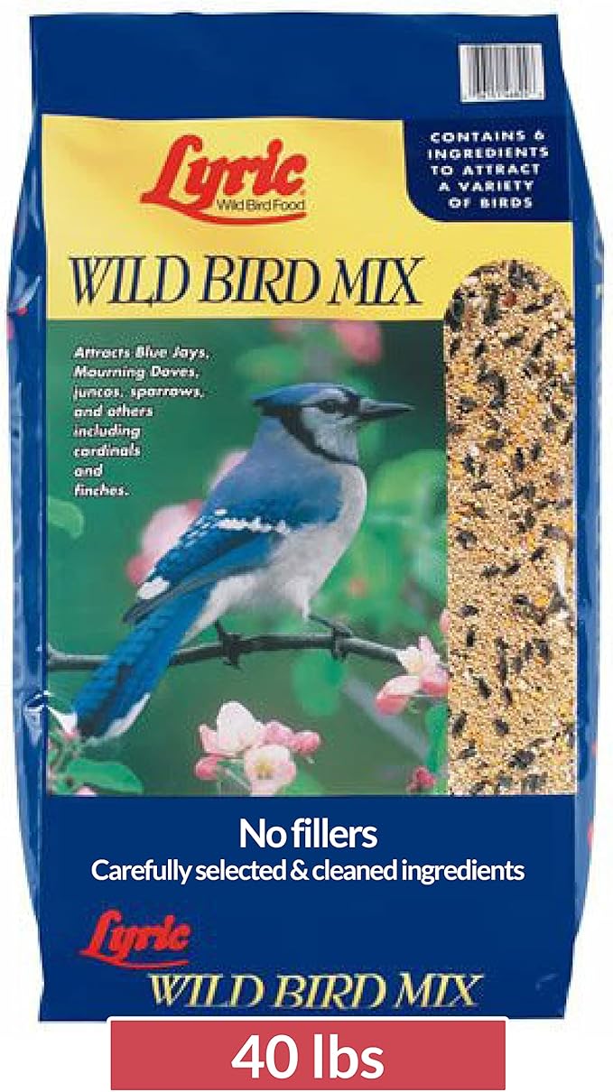 Lyric Wild Bird Mix - Wild Bird Food for Outside Feeders - Attracts Doves, Jays and many more - 40 lb. Bag