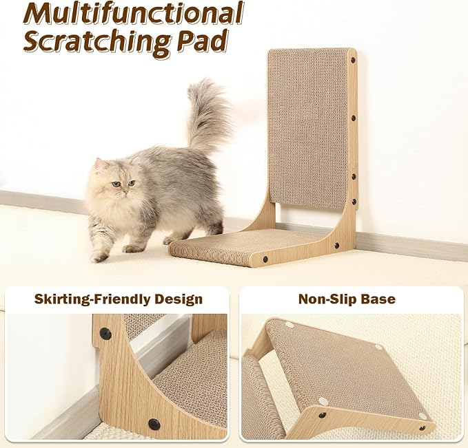2-Pack Cat Scratching Board, 19.7'' Tall Cardboard L Shape Vertical Cat Scratchers for Indoor Cats, Cat Scratching Post for Wall and Couch, Medium
