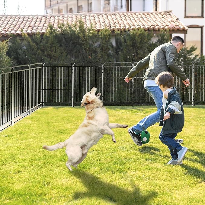 Dog Playpen Outdoor 12 Panels Heavy Duty Dog Fence 40" Height with Thick Pipe Anti-Rust with Doors Portable for RV Camping Yard, Total 27FT, 57 Sq.ft, Snowy Black