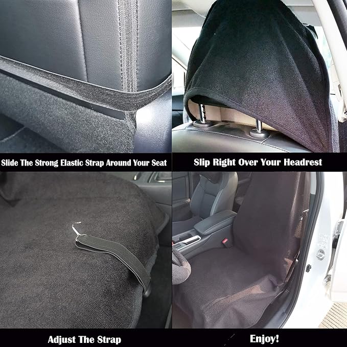 Car Seat Cover Protector Front Seats,for Gym Workout,Running,Swimming,Beach and Hiking,Waterproof Sweat Towel Bucket Seat Covers for Cars SUV Trucks (Black, 1Pcs)