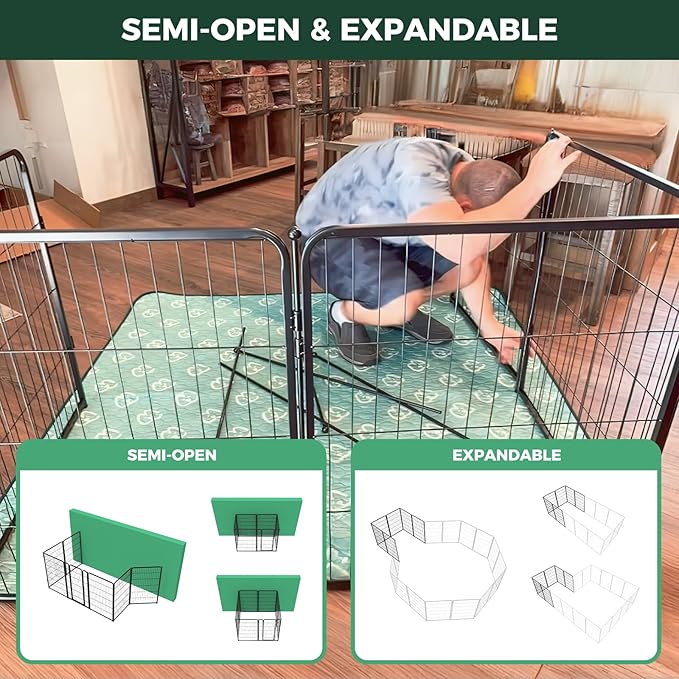 FXW Homeplus Unleashed Indoor Dog Playpen - Stress-Free and Safe Play, Heavy Duty 45 Inch 12 Wire Panels Dog Pen for Large Dogs, Black│Patented