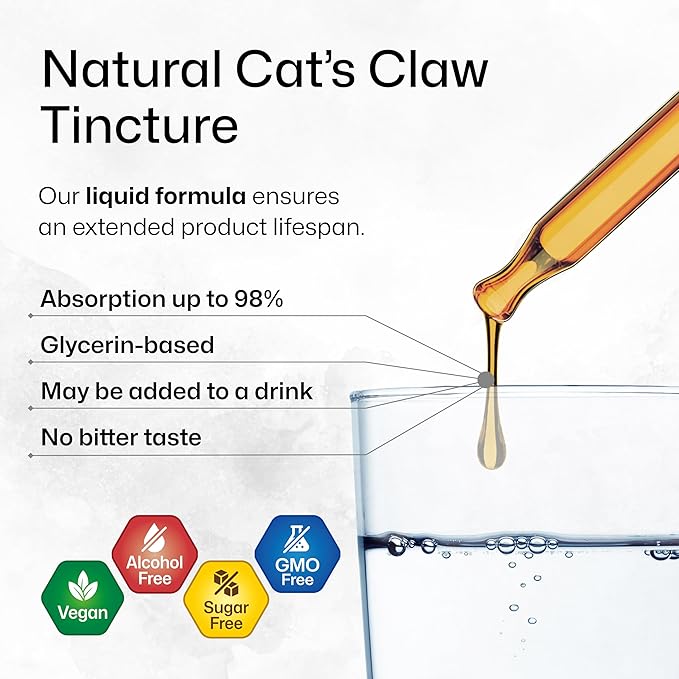 BIO KRAUTER Cats Claw Tincture - Liquid Cats Claw Herb for Immune Support - Alcohol & Sugar Free - Vegan Drops 4 Fl.Oz.