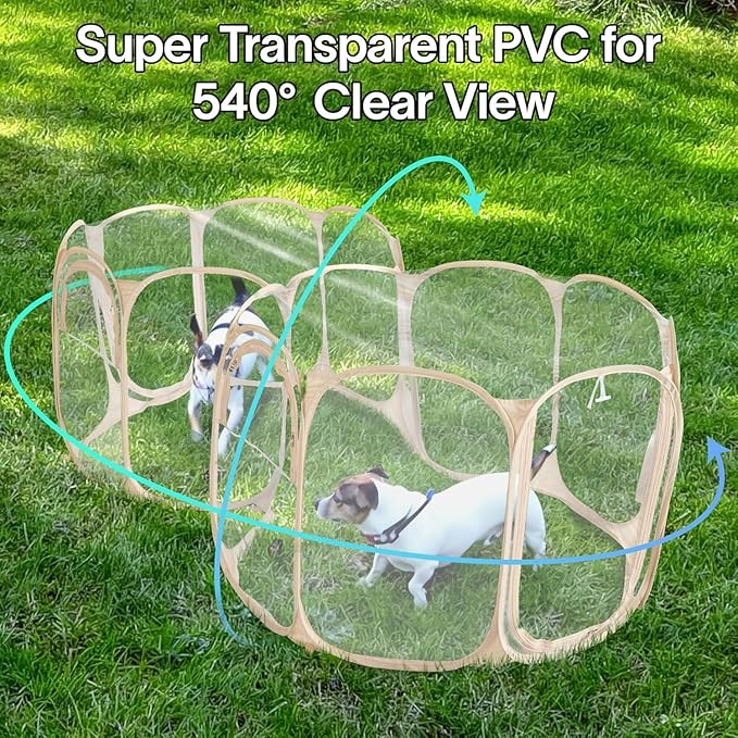 Cold Resistant Cat Playpen PVC Dog Playpen - Portable & Foldable Indoor Outdoor Puppy Playpen - Insulated 2-Room Dog TentCrate Cage Kennel, Playpen for Kitten, Small Animals Play Pen
