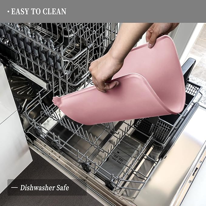 Waterproof Pet Feeding Mat with High Raised Edges, Heavier and Thicker Placemats for Cat Dog Water Bowl with BPA Free, Dogs Cats Food Mats for Messy Drinkers to Prevent Spill and Protect Floors