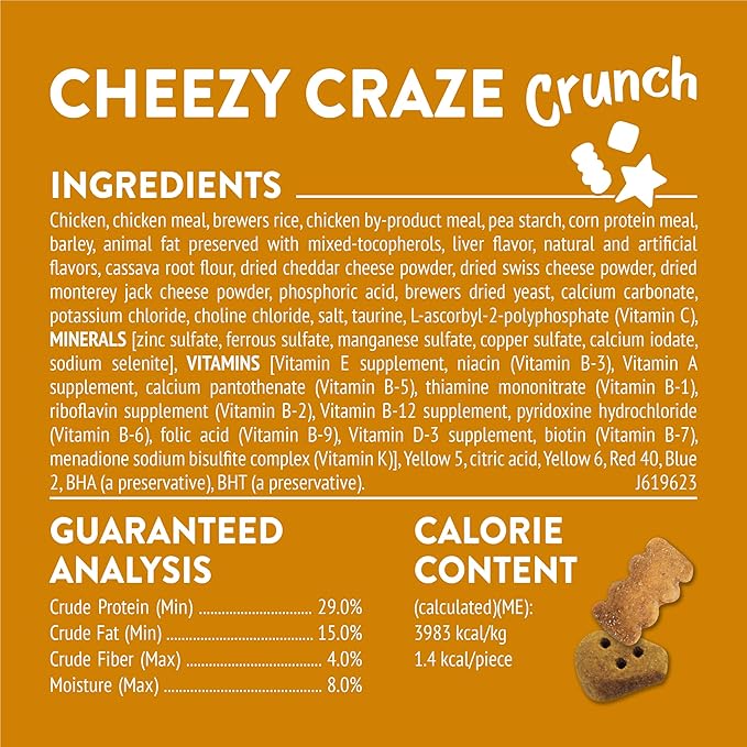 Purina Friskies Cat Treats, Party Mix Cheezy Craze Crunch - (Pack of 10) 2.1 oz. Pouches