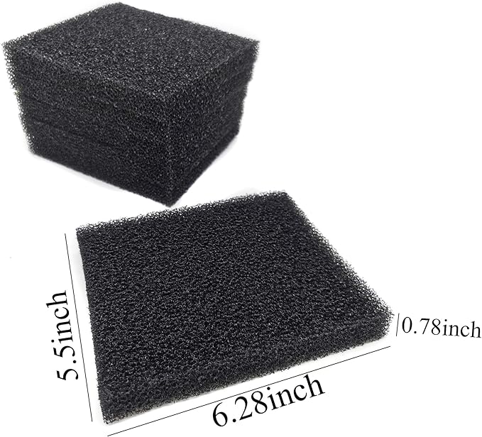 Aquarium Bio Fitler Media Sponge, 6.28 x 5.5 x 0.78 inch 6 Pcs Foam Filter Pad Inserts for ML350