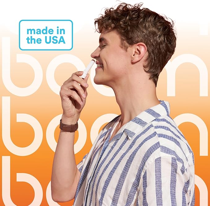 BoomBoom Nasal Stick | Vapor Flow Technology | Cool Refreshing Sensation | Natural Mood Boost | Simple Ingredients | Essential Oils + Menthol Inhaler (Tropical)