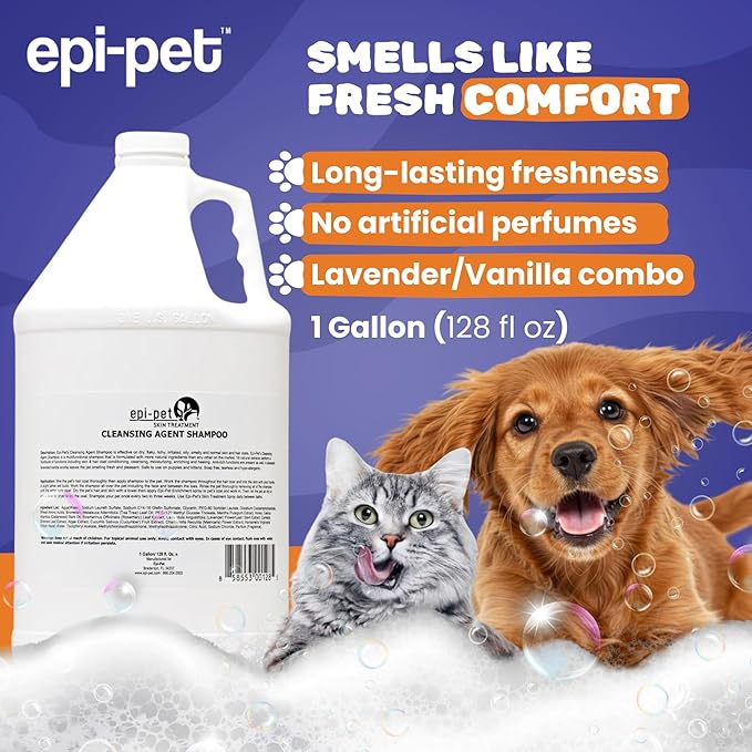 Puppy Safe 6in1 Pet Shampoo, Shampoo for Dogs with Deshedding Coat, Dry Itchy Skin, Hypoallergenic and Sensitive Skin, Scented Vanilla and Lavender (1 Gallon (Pack of 2), 1 Gallon (128 Fl oz))