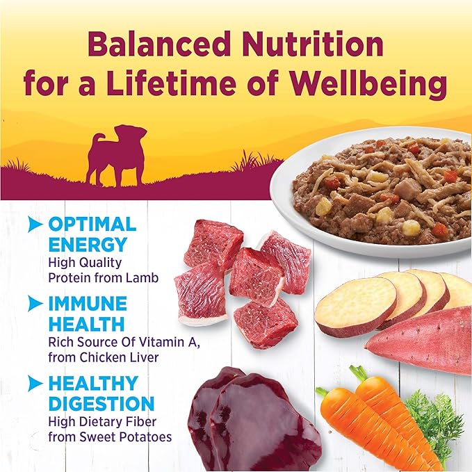 Wellness Petite Entrées Shredded Medley with Braised Lamb, Venison, White Sweet Potatoes & Carrots, 3-Ounce Cup (Pack of 12)