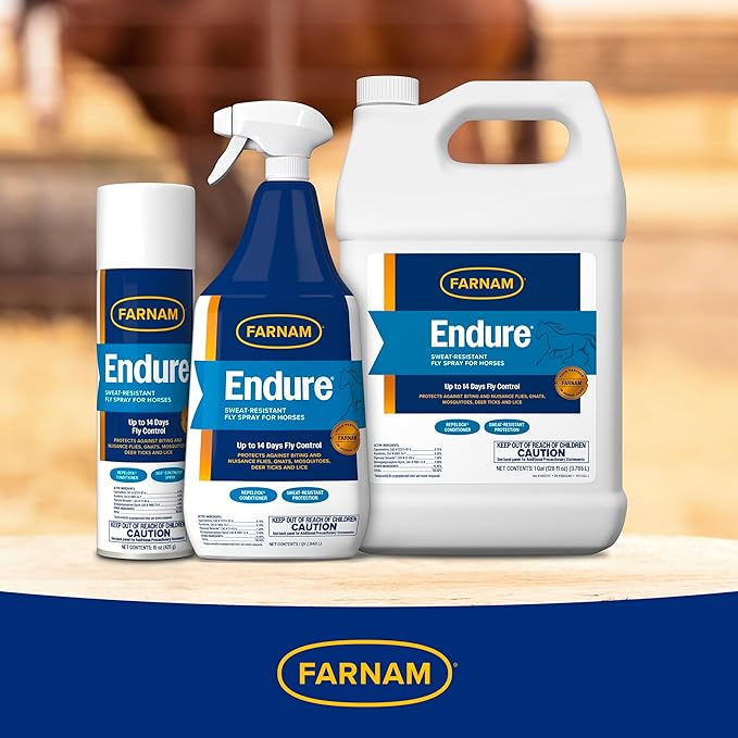 Farnam Endure Sweat-Resistant Fly Spray for Horses, Protects Against Lyme Disease, 15 oz