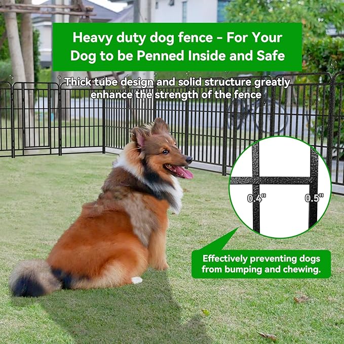 Dog Playpen Outdoor 12 Panels Heavy Duty Dog Fence 40" Height with Thick Pipe Anti-Rust with Doors Portable for RV Camping Yard, Total 27FT, 57 Sq.ft, Snowy Black