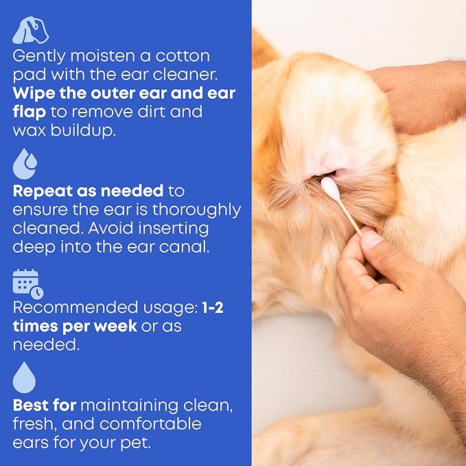 Ear Cleaner Drops & Wash Solution for Cats and Dogs – Gentle Ear Hygiene, Wax Removal & Odor Control for Pets