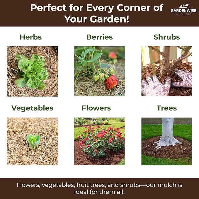 Premium Organic Wood Mulch for Gardens, Landscaping, Potted Plants, and Vegetable Gardens (2 CF - 56 L - 59 QTS)