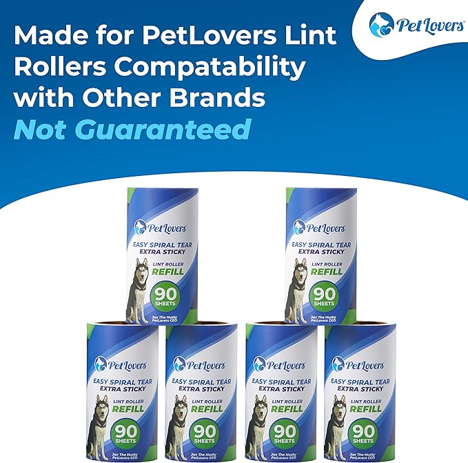 PetLovers Extra Sticky Lint Roller 6 Pack of Refills Only - No Handle Included - 90 Sheets Per Refill 540 Sheets Total