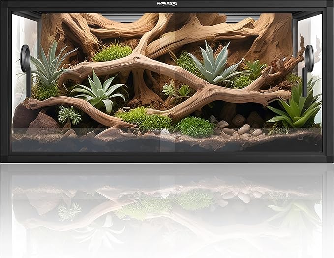 50 Gallon Bearded Dragon Tank, Reptile Enclosure for Easy Maintenance, Front Opening Reptile Tank with Top Screen Ventilation & Glass Sliding Door 36''x18''x18''