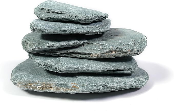 LANDEN River Slate Stone Natural Rocks(18lbs, 3~9 inches,13pcs) for Aquariums, paludariums, Terrariums, Reptile, and Amphibian Enclosures Decorative of Stream's Caves and Caverns