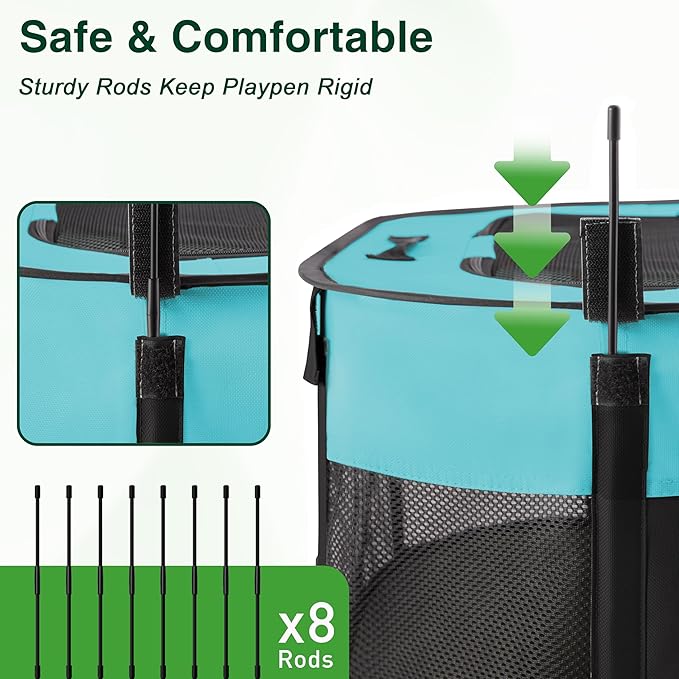 Love's Cabin Medium Dog Tent Crate, Portable Foldable Pop Up Dog Kennel Playpen with Carrying Case (Green)