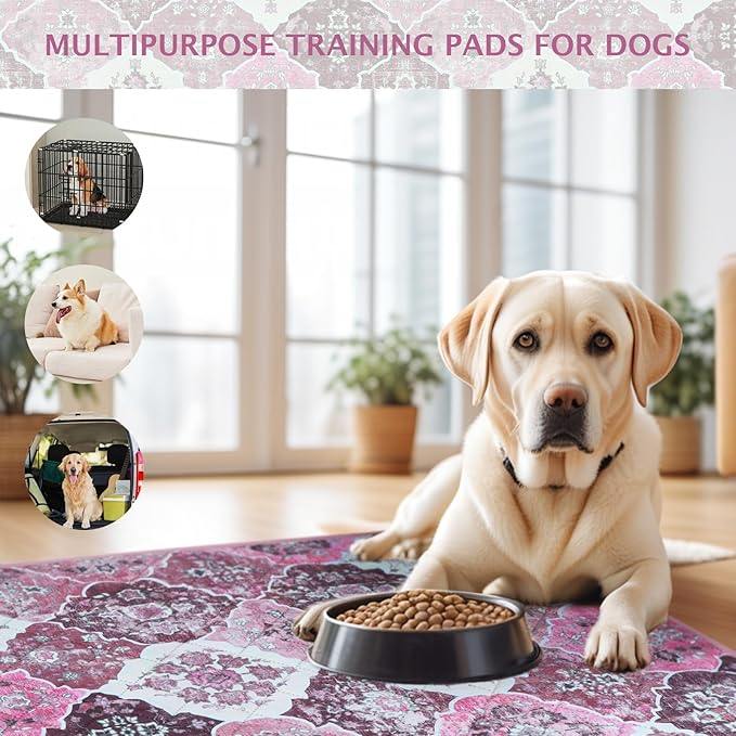 IEUUMLER Washable Pee Pads for Dogs, 2 Pack Reusable Pee Pads for Dogs Non-Slip Grip, Super Absorbent Waterproof Puppy Pads for Potty Training, Playpen, Crate, Whelping Box EU011 Pink, 41x41