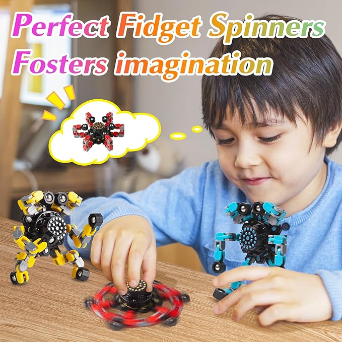 Transformable Fidget Spinners for Kids and Adults Stress Relief Sensory Toys for Boys and Girls Fingertip Gyros for Kids Classroom Birthday Party Favors