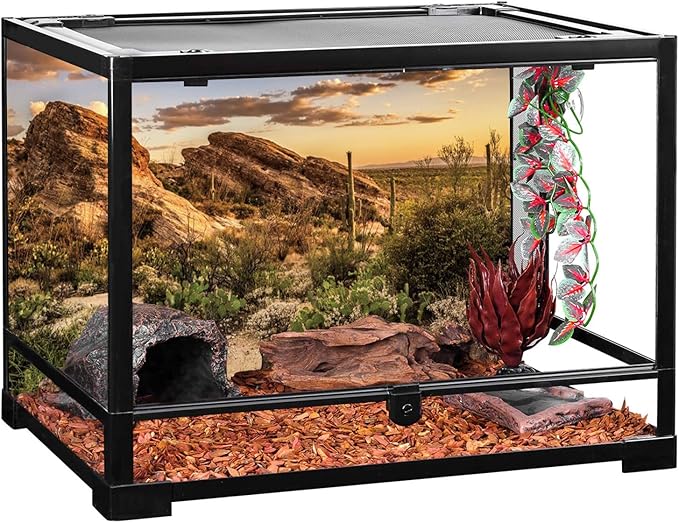 AWERT Reptile Habitat Background Blue Sky Oasis Cactus Sun and Desert Terrarium Background 30x12 inches Polyester Background