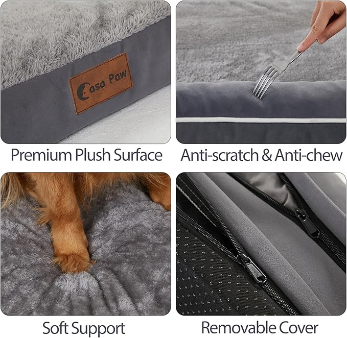 Orthopedic Dog Beds for Extra Large Dogs, Memory Foam Dog Couch Beds with Comfy Bolster, Waterproof Dogs Beds XLarge, Removable Washable Cover and Nonskid Bottom (X-Large, Dark Grey)