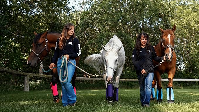 Warrior Fly Boots for Donkeys, Ponys, or Yearlings - Breathable Mesh Horse Boots for Fly Protection & Leg Comfort - Set of 4 (Mighty Warrior, Neon Orange)