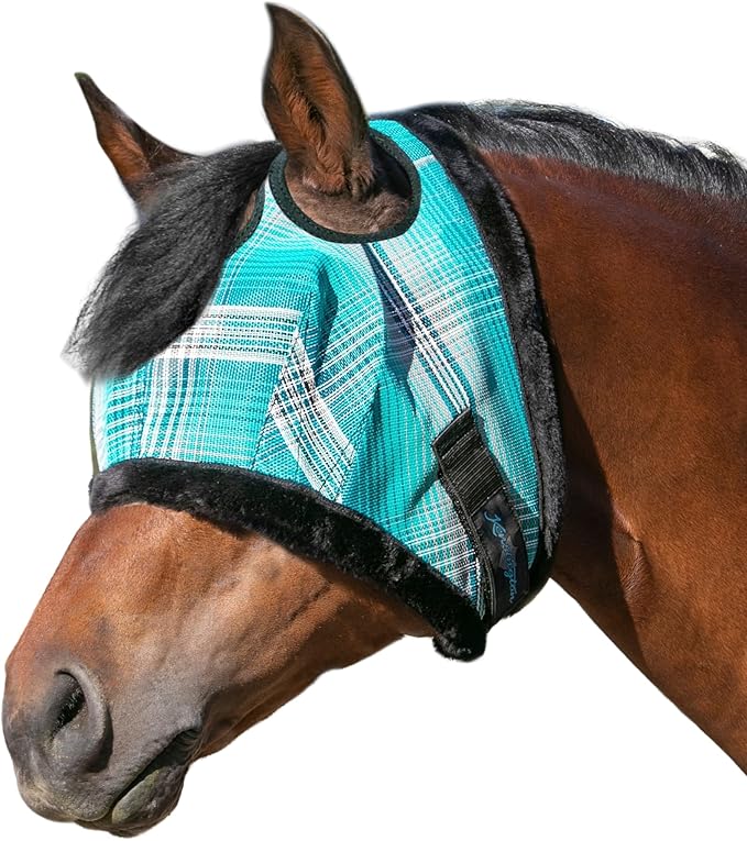 Kensington UV Fly Mask with Fleece Trim - Protective Mask with Dual Ear Opening & Forelock Freedom - XLarge, Atlantis