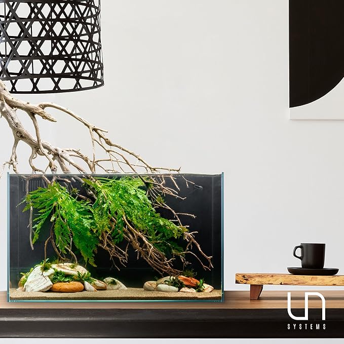 Ultum Nature Systems Dual AIO - Freshwater/Saltwater Compatible All in One Rimless Tank with Triple Chamber Filtration System, Integrated Filter Aquarium w/Leveling Mat - 20 Gallon, 60A, Black