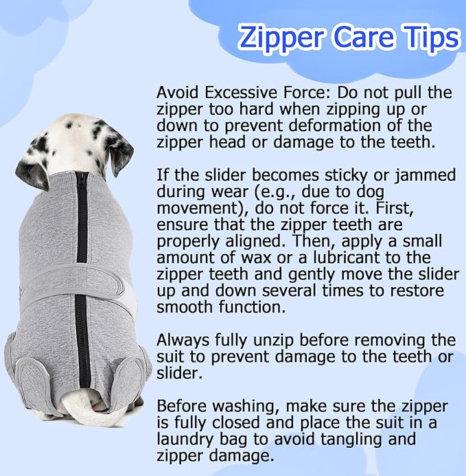 Lukovee Recovery Suit for Dogs, Zipper On Recovery Suit for Female Male Dog, Onesie Abdominal Wounds Cone E-Collar Alternative Prevent Licking Spay Recovery Suit (M,GY)